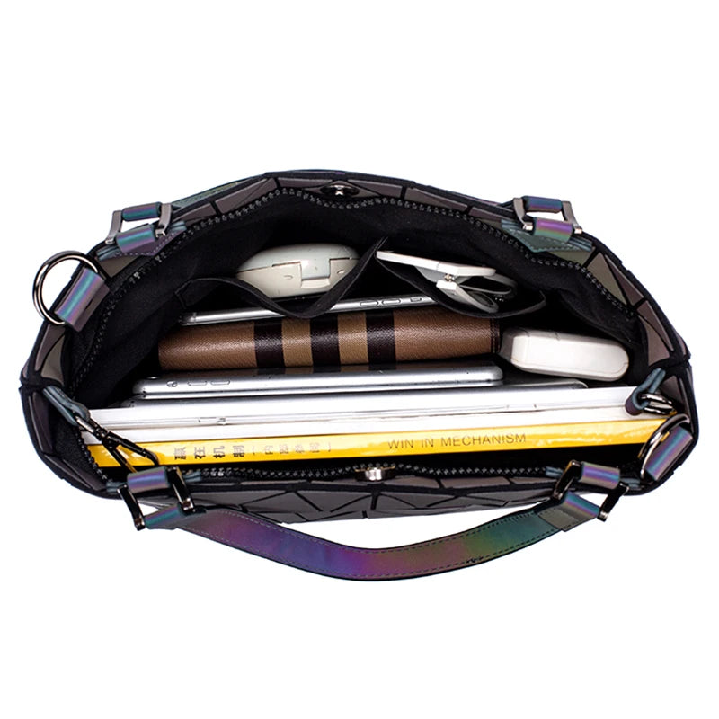 Bolsa Totem Holográfica Formato Diamante Vários Tamanhos