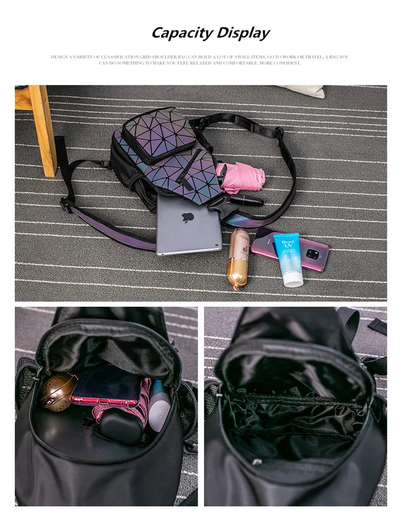 Mochila Casual 2 em 1 Holográfica Unissex