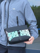 Bolsa Transversal Casual Masculina, Design Simples e Portátil, Padrão em Diamante, Estilo de Rua, Bolsa Moderna para Jovens