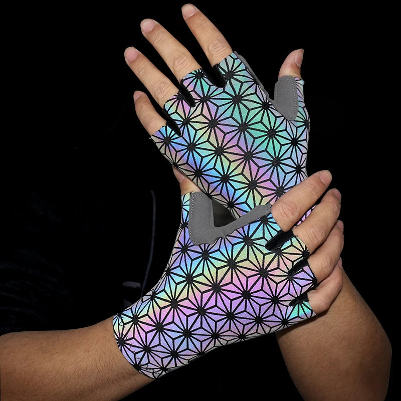 Luvas Ciclismo Luminosas - Unissex Refletivas para Segurança Noturna